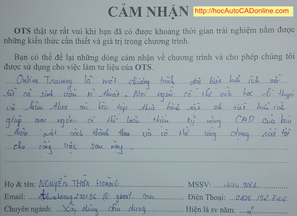 cam nhan hoc autocad online cua Nguyen Thua Hoang 12-03-2015