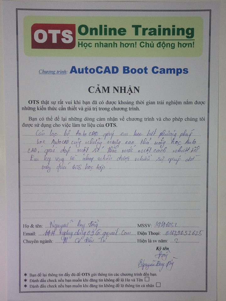 Cam nhan ve AutoCAD Boot Camps 2