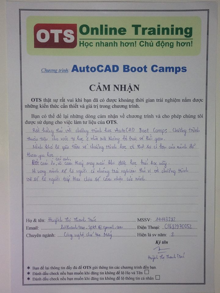 Cam nhan ve AutoCAD Boot Camps 3